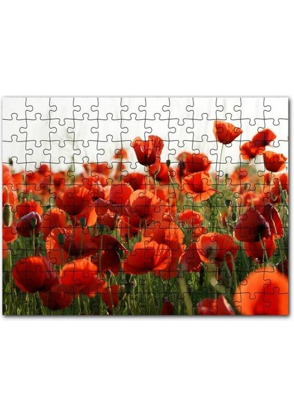 Çayırda Kırmızı Gelincikler 120 Parça Puzzle Yapboz Mdf (Ahşap)