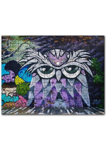 Grafiti Sokak Sanatı Baykuş Görseli 120 Parça Puzzle Yapboz Mdf (Ahşap)