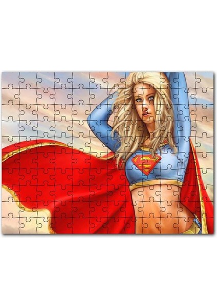 Pelerinli Süper Kız Görseli 1000 Parça Puzzle Yapboz Mdf (Ahşap)