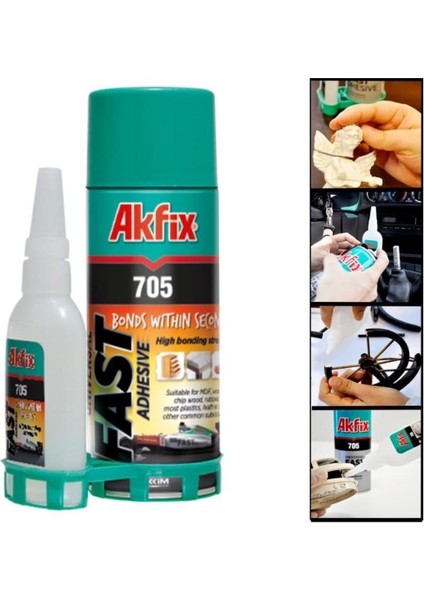 Asil Metal AKFIX705 Profesyonel Hızlı Yapıştırıcı 400ML+100GR