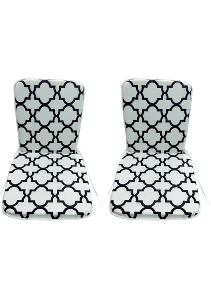 2 Adet Mandaş Midi Sandalye Minderi, Bahçe Sandalye Minderi-Damask Siyah