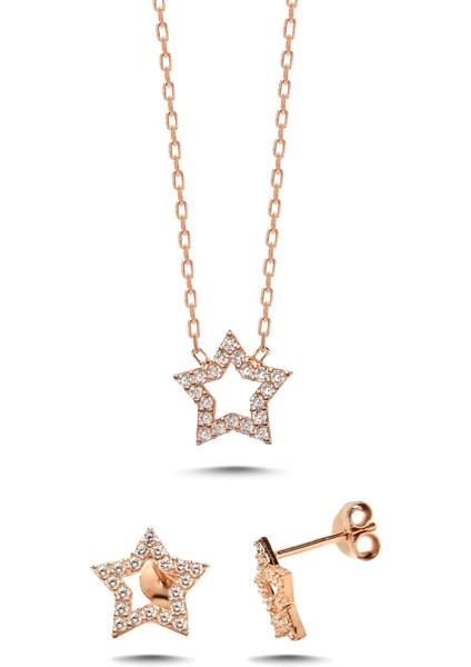 Yıldız Rose Kadın 925 Ayar Gümüş Minimal Set