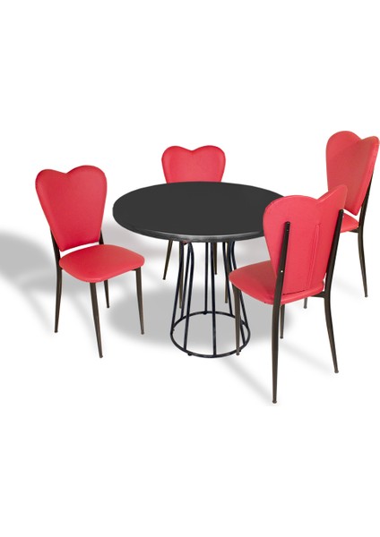 Palermo Werzalit - Aşk-I Derun Masa Takımı Q80 - Siyah Pembe