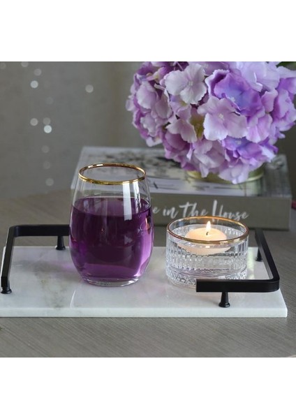 Mermer Beyaz Siyah L Dizayn Tepsi 30 x 20 cm modelleri