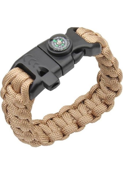 Paracord Survival Bileklik (Bıçak, Pusula, Ateş Başlatıcı Magnezyum ve Ikaz Düdüğü)