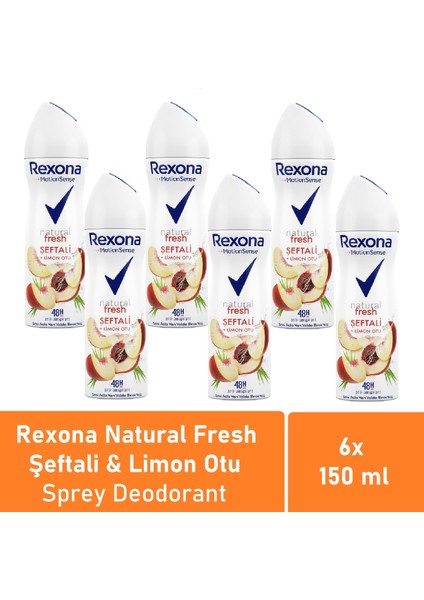 Kadın Deodorant Natural Fresh Şeftali & Limon Otu 150 ml x 6 Adet