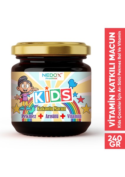 Pharma Kids Çocuklar Için Özel - Arı Sütü, Pekmez, Bal ve Vitamin Katkılı Kakaolu Macun