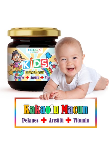 Pharma Kids Çocuklar Için Özel - Arı Sütü, Pekmez, Bal ve Vitamin Katkılı Kakaolu Macun