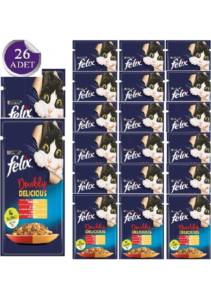 Sığır Etli ve Kanatlı Yaş Kedi Maması 26 Adet x 85 Gr. (Yeni Paket) Lunashp