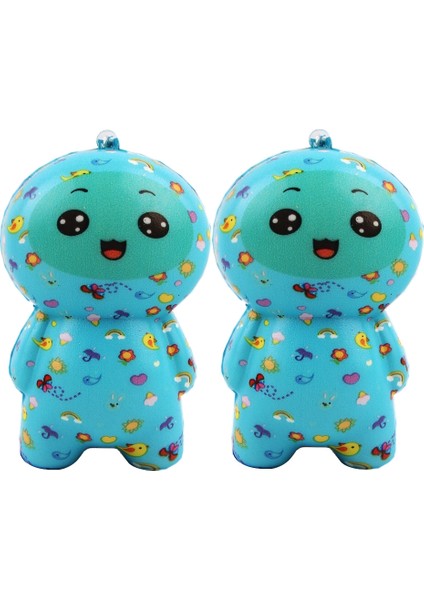 2 Pcs TTPU1252 Renkli Baskılı Smiley Yüz Bebek Yavaş Ribaund Dekompresyon Oyuncak (Mavi) (Yurt Dışından)