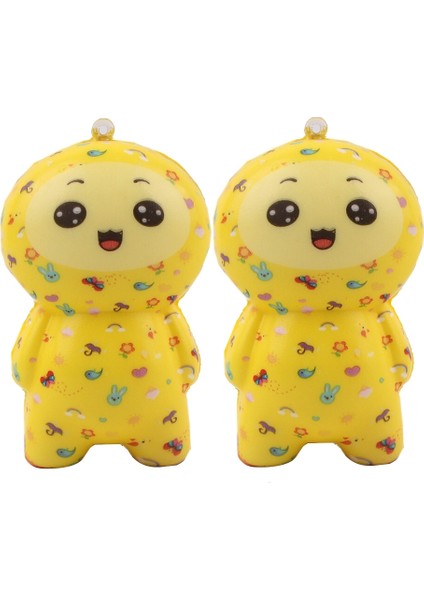 2 Pcs TTPU1252 Renkli Baskılı Smiley Yüz Bebek Yavaş Ribaund Dekompresyon Oyuncak (Sarı) (Yurt Dışından)