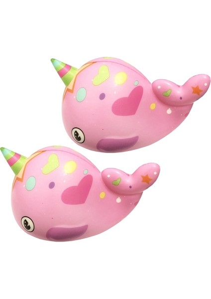 2 Pcs TTPU1210 Renk Baskı Balina Yavaş Ribaund Dekompresyon Oyuncak (Pembe) (Yurt Dışından)