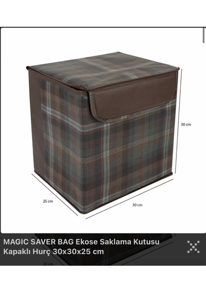 Ekose Desenli Çok Amaçlı Kutu 30 x 30 x 25 cm