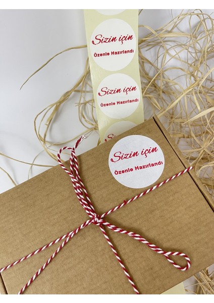 Sizin Için Özenle Hazırlandı 40 mm Beyaz Yuvarlak Sticker Etiket 120 Adet