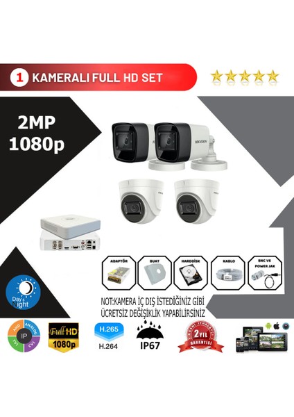 4'lü Set 2mp 1080P Hd Kamera Sistemi