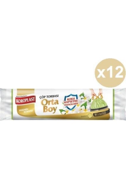 Yasemin Büzgülü Orta Çöp Torbası 15 Adet x 12 Paket