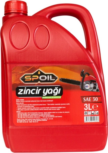 Zincir Yağı Sae 30 Numara 3 Litre