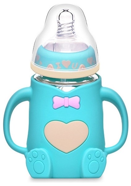 Bebek Silikon Cam Şişeler Damla Geçirmez ve Şişkinlik Geçirmez Cam Biberon 240 ml (Yurt Dışından)