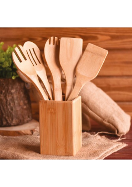 9135 Ravioli Altı Parça Bambu Kaşık Seti