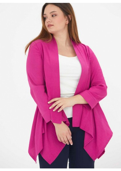 22YSL1065 Klasik Yaka Normal Kalıp Düz Fuşya Kadın Ceket