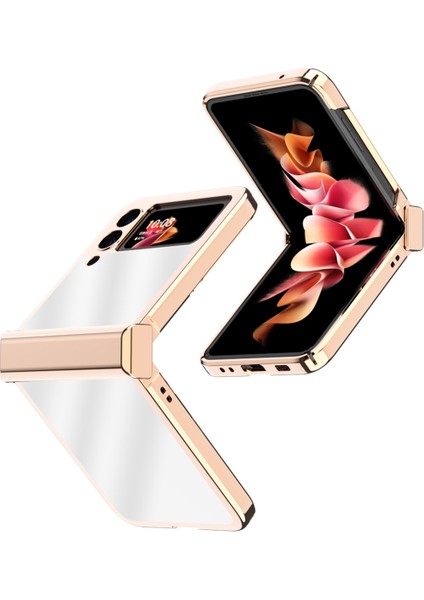 Samsung Galaxy Z Flip3 5g Gül Altın Için Ayna Menteşe Telefon Kılıfı (Yurt Dışından)