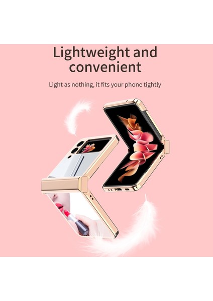 Samsung Galaxy Z Flip3 5g Gül Altın Için Ayna Menteşe Telefon Kılıfı (Yurt Dışından) modelleri