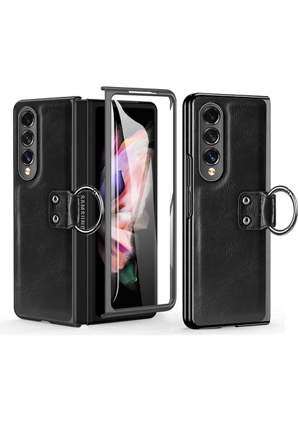 Samsung Galaxy Z Fold3 5g Siyah Için Yüzük Tutucu Kılıfı (Yurt Dışından)