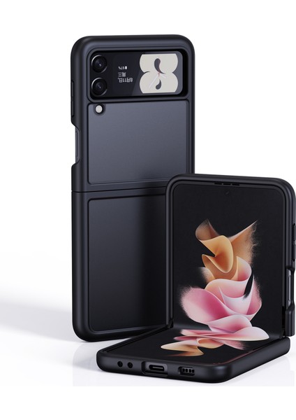 Samsung Galaxy Z Flip3 Için Tpu + Pc Telefon Kılıfı 5g Şeffaf Siyah (Yurt Dışından)