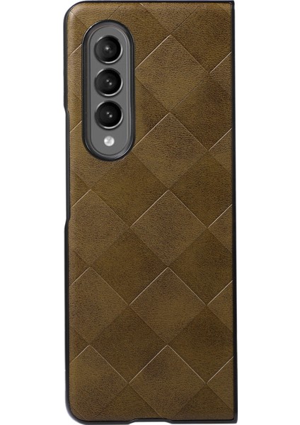 Samsung Galaxy Z Fold3 5g Yeşil Için Dokuma Ekose Pu Kılıf (Yurt Dışından)