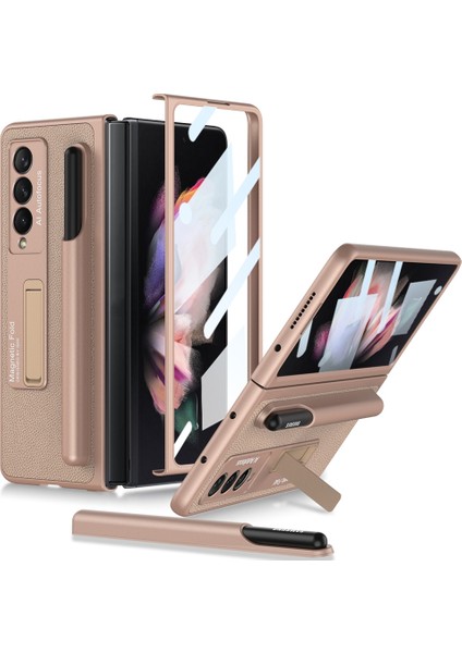 Samsung Galaxy Z Fold3 5g Altın Için Kalem Yuvası ile Gkk Pu Kılıf (Yurt Dışından)