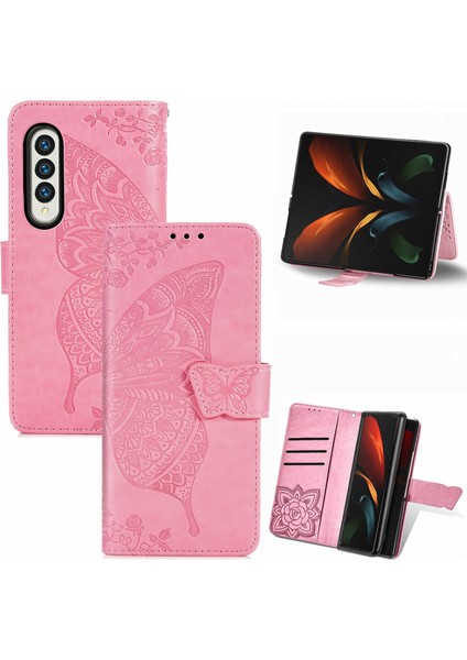 Samsung Galaxy Z Fold3 Için Love Flower Pu Case Pembe (Yurt Dışından)