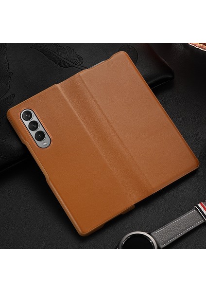 Samsung Galaxy Z Fold3 Için 5g Deri Kılıf Kahverengi (Yurt Dışından)