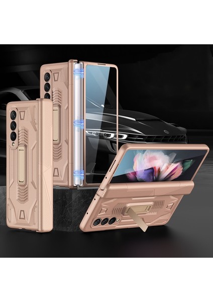 Samsung Galaxy Z Fold3 5g Sis Altın Için Gkk Manyetik Zırh Flip Kutusu (Yurt Dışından)