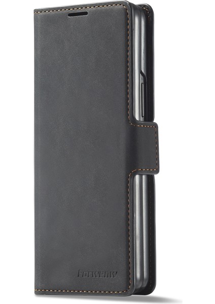 Samsung Galaxy Z Fold3 5g Siyah Için Forwenw Petrol Edge Pu Kılıf (Yurt Dışından)