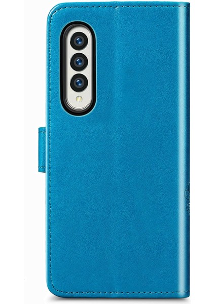 Samsung Galaxy Z Kat3 Için Dört Yapraklı Yonca Pu Vaka Mavi (Yurt Dışından) modelleri