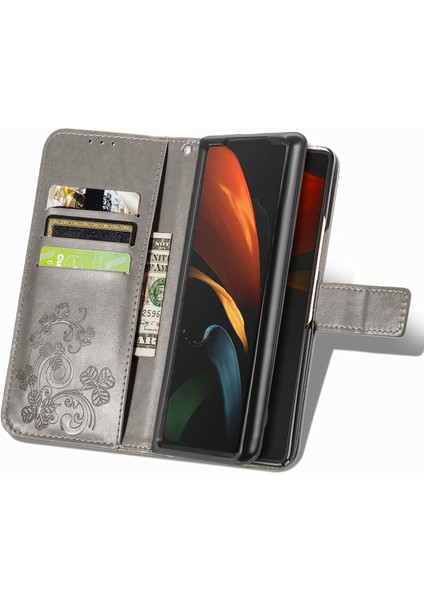 Samsung Galaxy Z Kat3 Için Dört Yapraklı Yonca Pu Kılıfı Gri (Yurt Dışından) modelleri