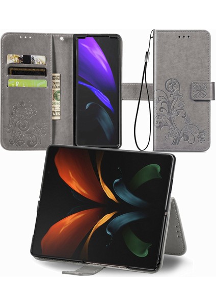 Samsung Galaxy Z Kat3 Için Dört Yapraklı Yonca Pu Kılıfı Gri (Yurt Dışından) fırsatları