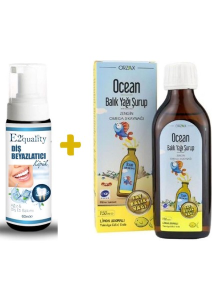 E2'Quality Diş Beyazlatıcı Köpük + Orzax Ocean Omega3 Şurup 150 Ml - Limon