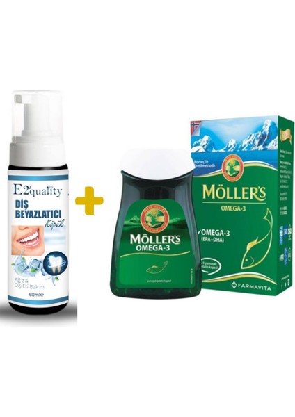 Möller's  Möller's  E2'Quality Diş Beyazlatıcı Köpük + Möllers Omega 3 Balık Yağı 30 Kapsül