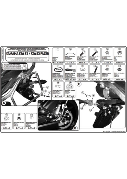 Gıvı PL360 Yamaha Fz6 S2 - Fz6 600 Fazer S2 (07-11) Yan Çanta Taşıyıcı