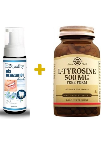 E2'Quality Diş Beyazlatıcı Köpük + Solgar L-Tyrosine 500 Mg 50 Kapsül