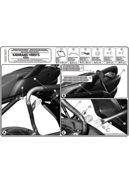 Gıvı PLX447 Kawasakı Versys 650 (06-09) Yan Çanta Taşıyıcı