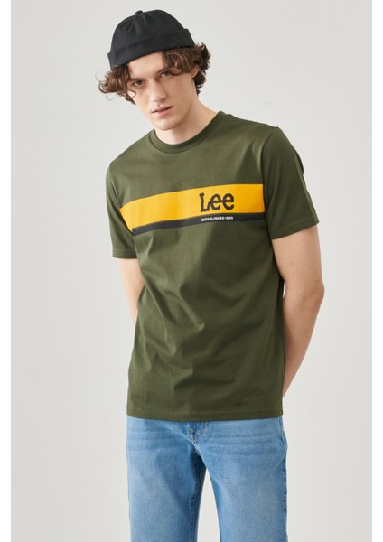 Regular Fit Normal Kesim %100 Pamuk Bisiklet Yaka Haki Tişört modelleri