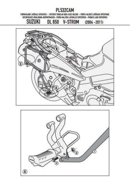 Gıvı PL532CAM Suzukı Dl 650 V-Strom (04-11) Yan Çanta Taşıyıcı modelleri