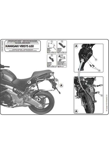 Gıvı PLR450 Kawasakı Versys 650 (10-14) Yan Çanta Taşıyıcı fiyatları