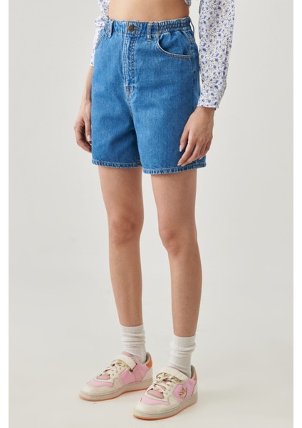 Kadın Stella Regular Fit Rahat Kesim %100 Pamuk 5 Cep Jean Şort fiyatları