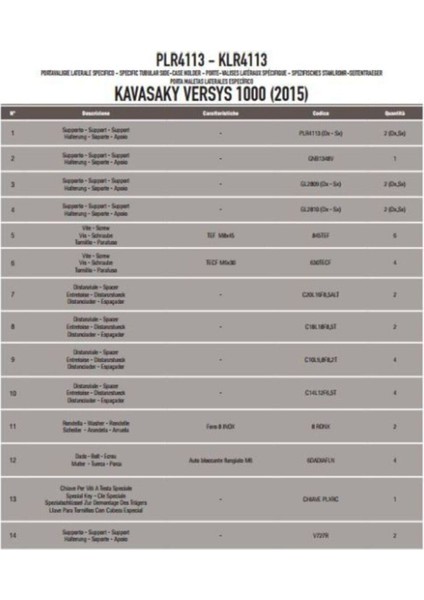 Gıvı PLR4113 Kawasakı Versys 1000 (15-17) Yan Çanta Taşıyıcı
