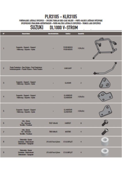 Gıvı PLR3105 Suzukı Dl 1000 V-Strom (14-19) Yan Çanta Taşıyıcı fiyatları