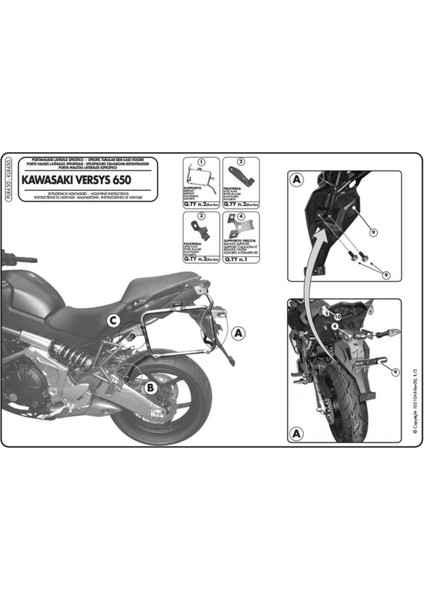 Gıvı PLR450 Kawasakı Versys 650 (10-14) Yan Çanta Tasıyıcı fiyatları