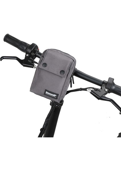 Bisiklet Gidon Çantası Çok Fonksiyonlu Depolama Çantası Su Geçirmez Gri (Yurt Dışından)